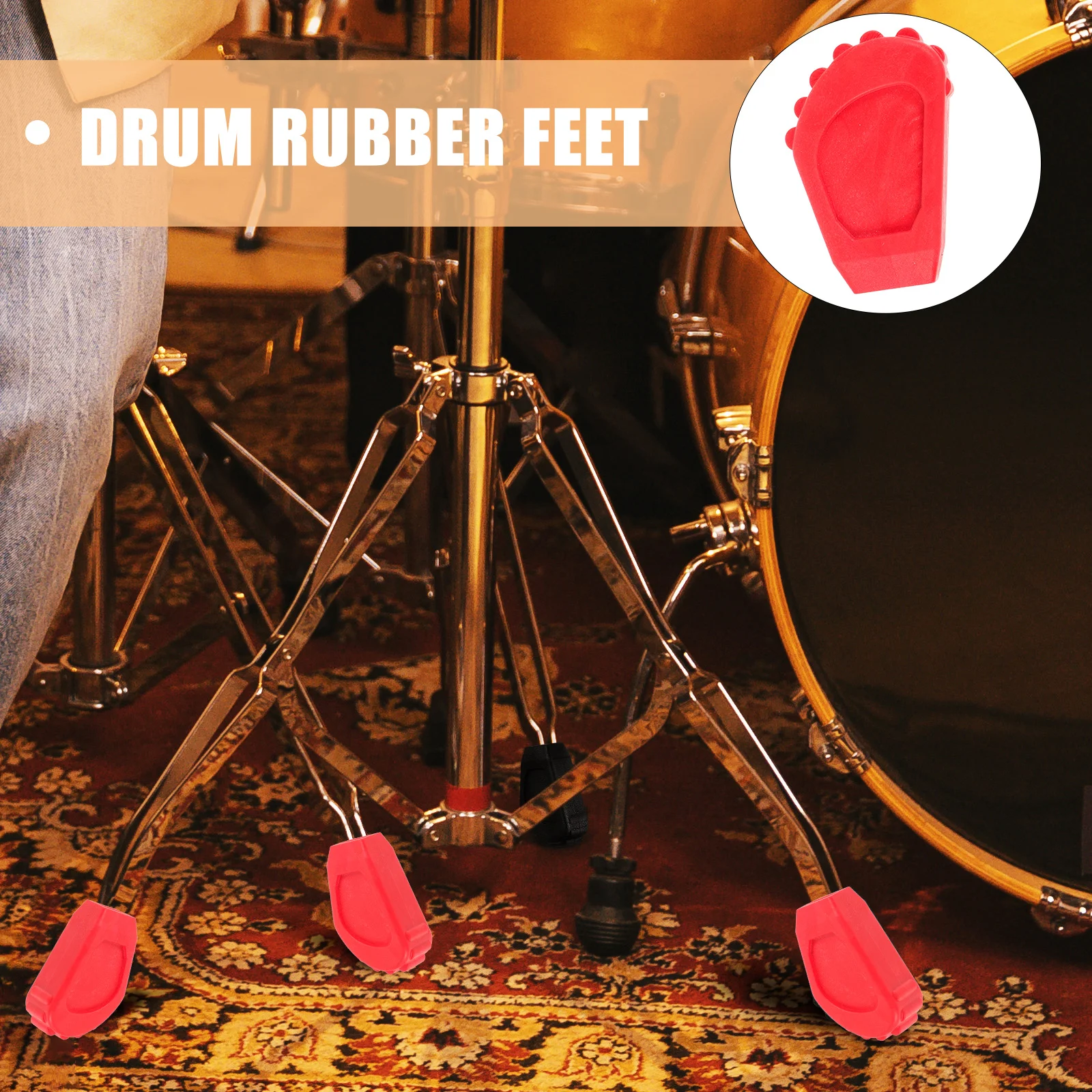 6pcs Rack Rubber Feet Replacement Drum Kit Stand Mats Non-Slip Drum Leg Protectors For Home Studio Performance