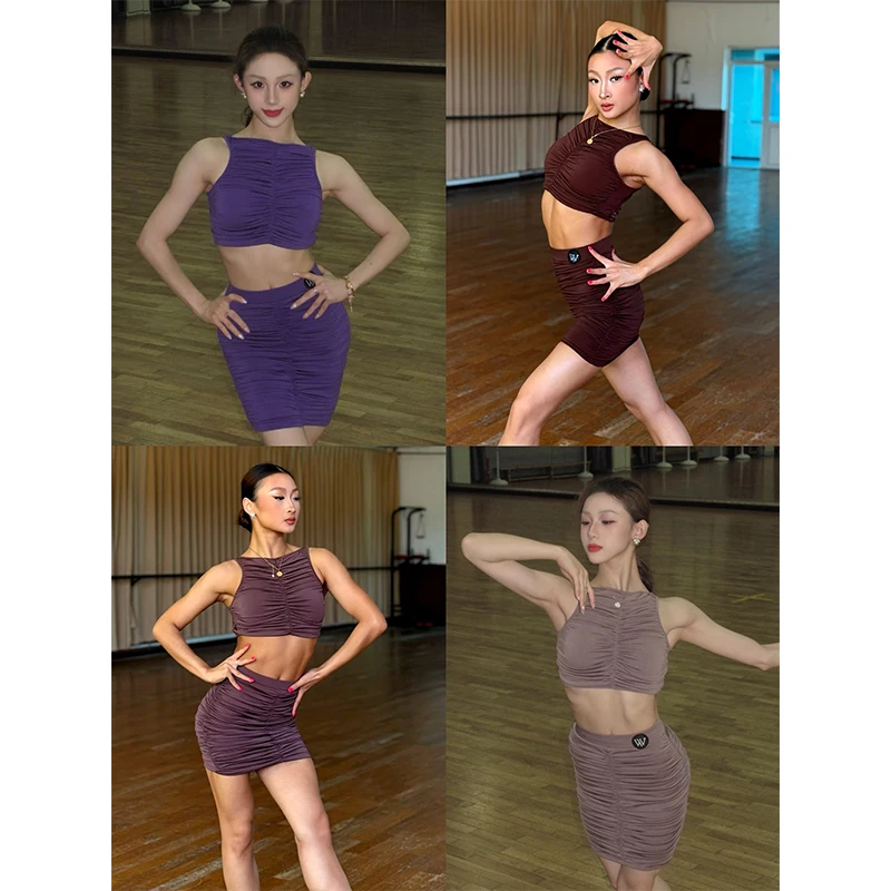 Women Rumba Dance Clothes Summer Latin Dance Performance Wear Pleated Suit Short Tops Wrap Hip Skirt Salsa Dance Costume NV27241
Women Rumba Dance Clothes Summer Latin Dance Performance Wear Pleated Suit Short Tops Wrap Hip Skirt Salsa Dance Costume NV27241