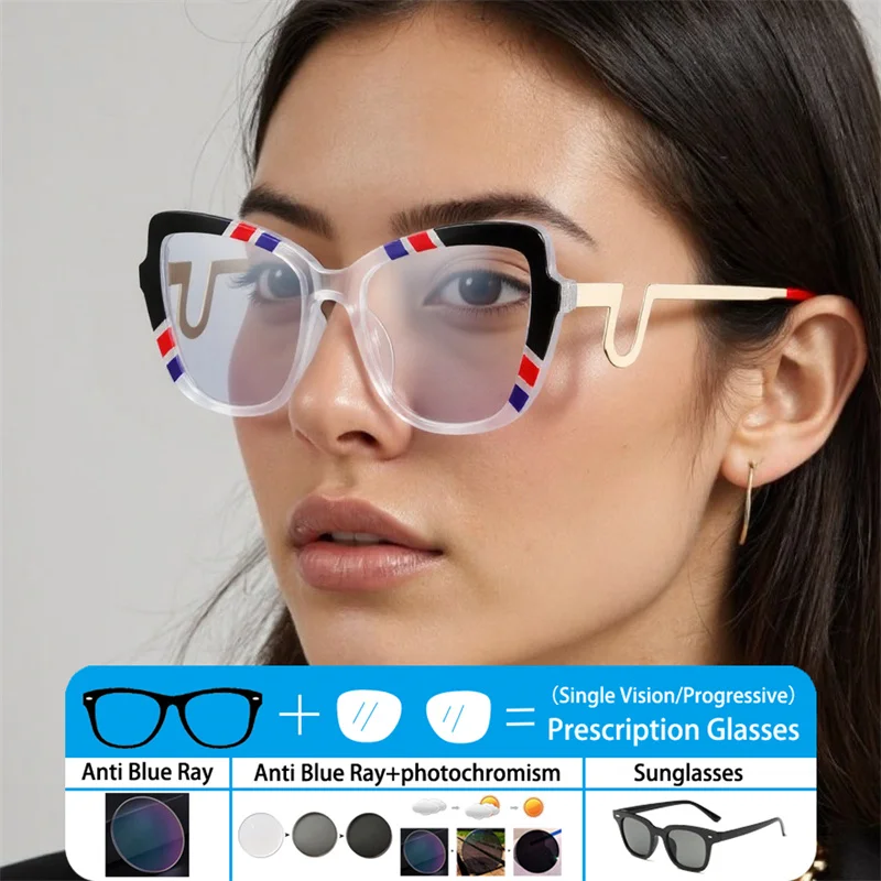 New Cat Eye Oversized Frame Alloy Unique Legs Photochromic Anti Blue Ray Femal Trend Sunglasses Presbyopic Prescription Glasses
New Cat Eye Oversized Frame Alloy Unique Legs Photochromic Anti Blue Ray Femal Trend Sunglasses Presbyopic Prescription Glasses