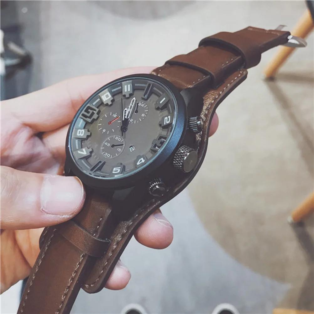 Fashion Men Wrist Watch Brown Strap Large Dial Quartz Watch Durable Suitable For Any Occasion Gift For Father Husband
Fashion Men Wrist Watch Brown Strap Large Dial Quartz Watch Durable Suitable For Any Occasion Gift For Father Husband