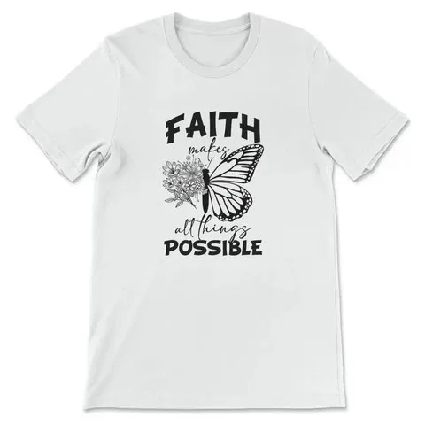 Butterfly Design T-shirt, White, S Size, Faith Inspires Hope
Butterfly Design T-shirt, White, S Size, Faith Inspires Hope