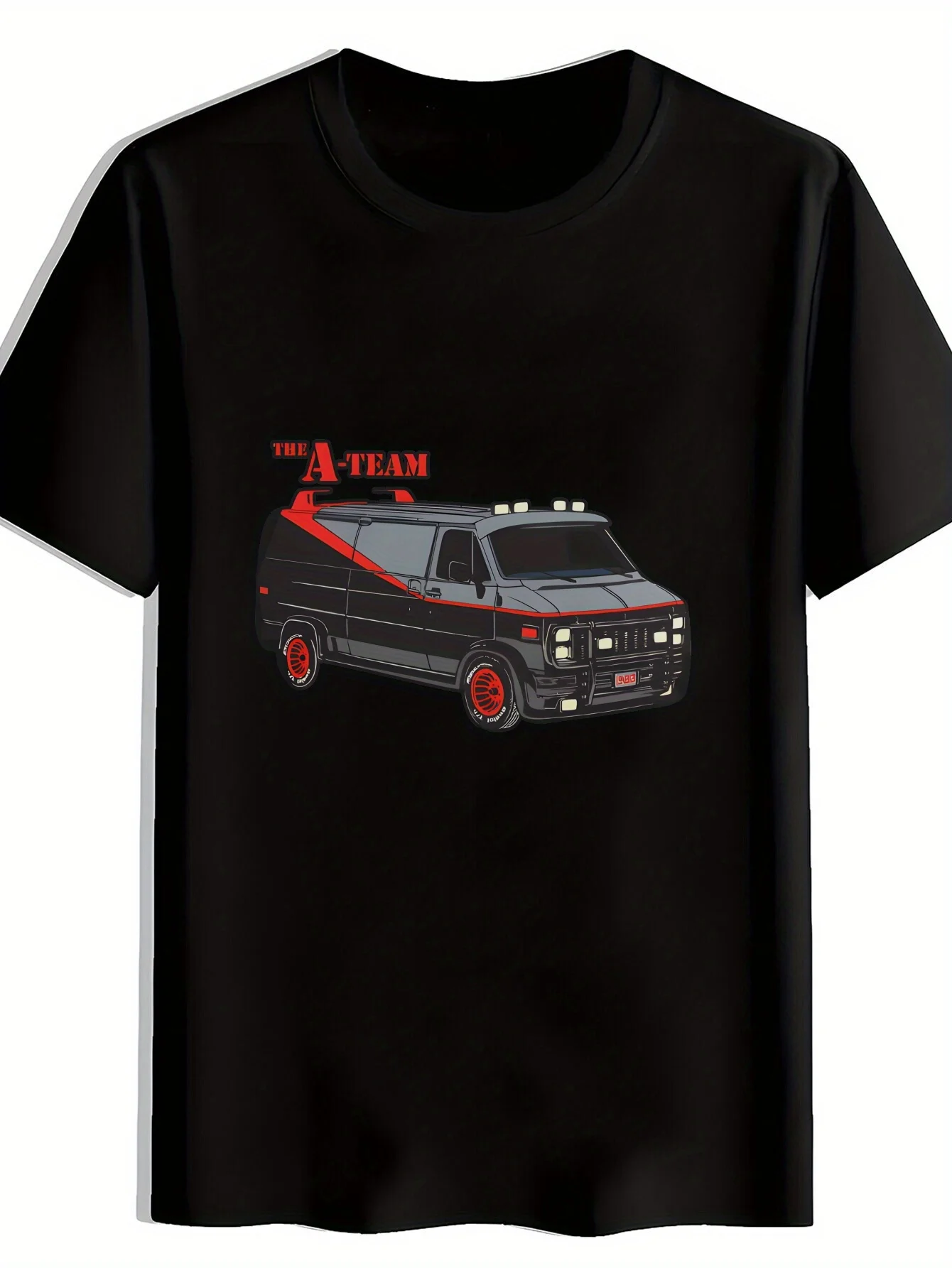 2025 latest model-Men's Black Graphic T-Shirt with Red Stripe & The A-Team Van Print - Casual Round Neck Summer Tee, Machine
2025 latest model-Men's Black Graphic T-Shirt with Red Stripe & The A-Team Van Print - Casual Round Neck Summer Tee, Machine