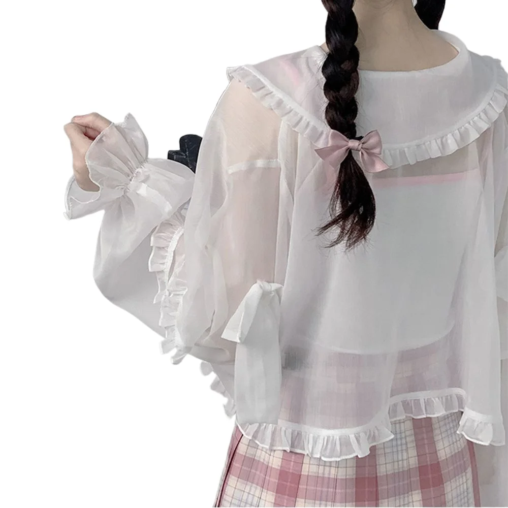 Solid Color Immortal Qi Summer Women Cardigan 2024 New Thin Style Lolita Patchwork Lace Doll Collar Long Sleeved All-match Tops
Solid Color Immortal Qi Summer Women Cardigan 2024 New Thin Style Lolita Patchwork Lace Doll Collar Long Sleeved All-match Tops