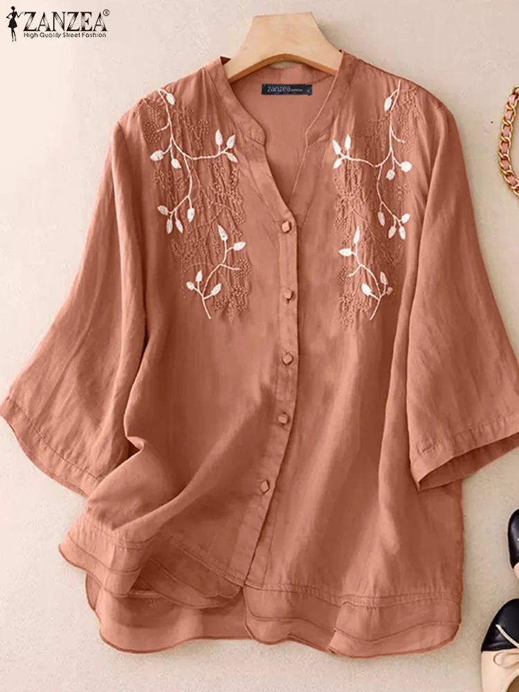 2025 ZANZEA Women Vintage 3/4 Sleeve Floral Blouse Summer Embroidery Shirts Casual Work Blusas Buttons Tops Tunic Loose Chemise
2025 ZANZEA Women Vintage 3/4 Sleeve Floral Blouse Summer Embroidery Shirts Casual Work Blusas Buttons Tops Tunic Loose Chemise
