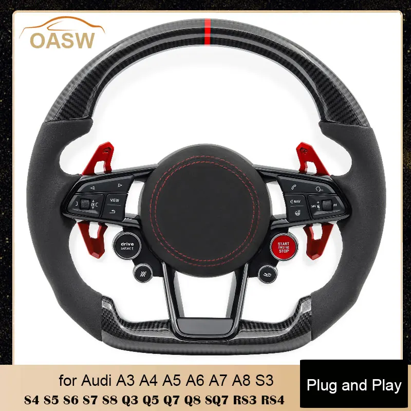 Карбоновый руль с 4 кнопками, красная лопатка для Audi A3 A4 A5 A6 A7 A8 S3 S4 S5 S6 S7 S8 Q3 Q5 Q7 Q8 R8 RS RS3 RS4 RS5 RS6 RS7 
Карбоновый руль с 4 кнопками, красная лопатка для Audi A3 A4 A5 A6 A7 A8 S3 S4 S5 S6 S7 S8 Q3 Q5 Q7 Q8 R8 RS RS3 RS4 RS5 RS6 RS7
