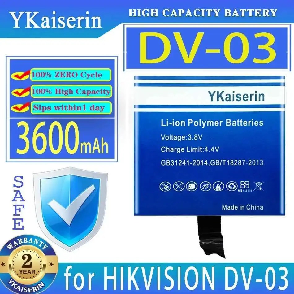 Надежная замена большой емкости для батареи Hikvision DV-03 DV03 Dash Cam 3600 мАч
Надежная замена большой емкости для батареи Hikvision DV-03 DV03 Dash Cam 3600 мАч
