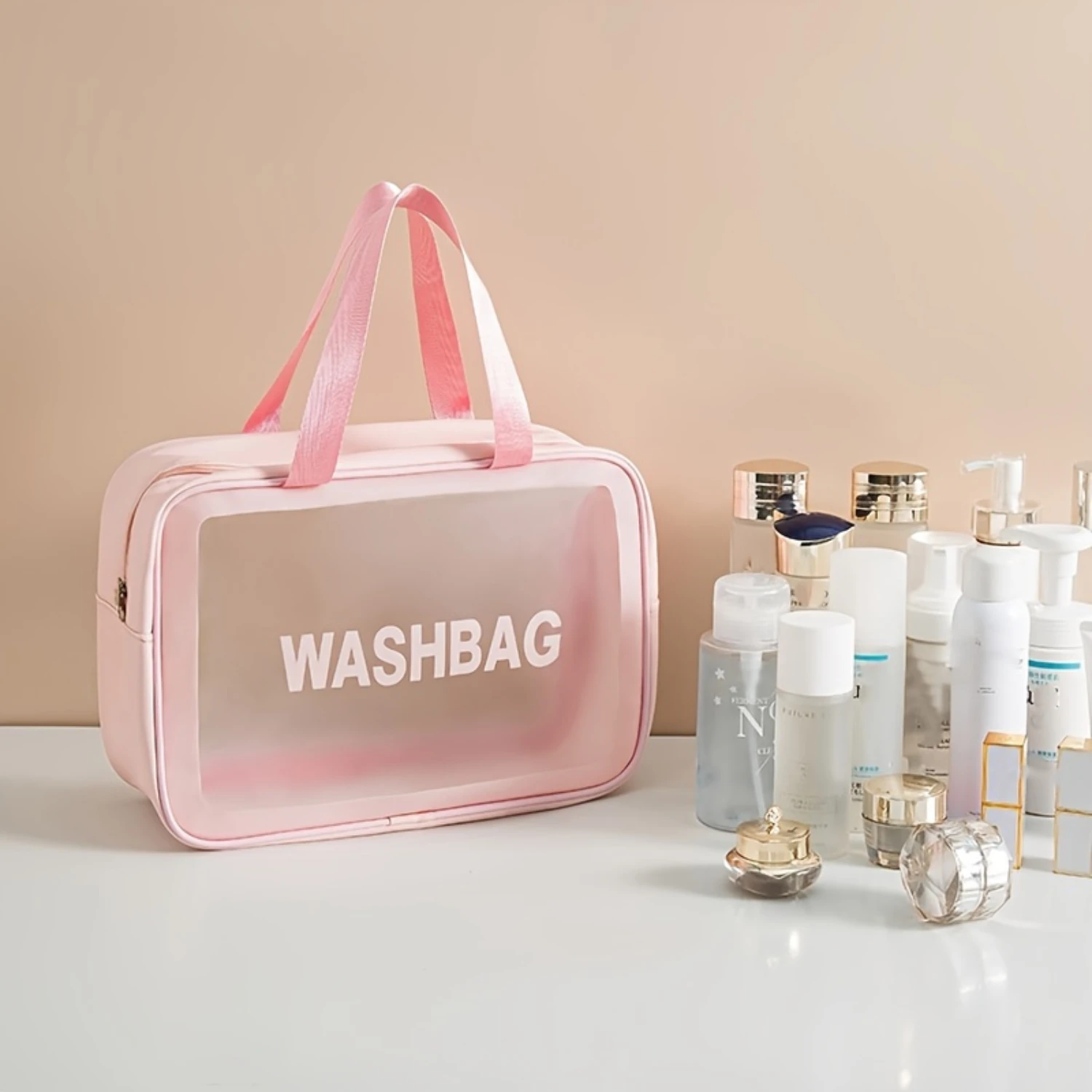 Luxury Waterproof Pu Leather Travel Organizer - Dual-Layer Wet/Dry Separation, Letter Design Cosmetic & Toiletry Bag With Handle
Luxury Waterproof Pu Leather Travel Organizer - Dual-Layer Wet/Dry Separation, Letter Design Cosmetic & Toiletry Bag With Handle