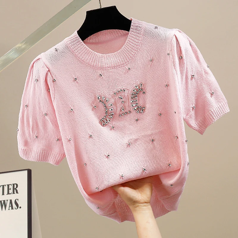 Handmade Heavyweight ort Sve round Ne Knitted Top Faion Design Thin Sle Diamond Embedded Korean Sle Commute Wind
Handmade Heavyweight ort Sve round Ne Knitted Top Faion Design Thin Sle Diamond Embedded Korean Sle Commute Wind