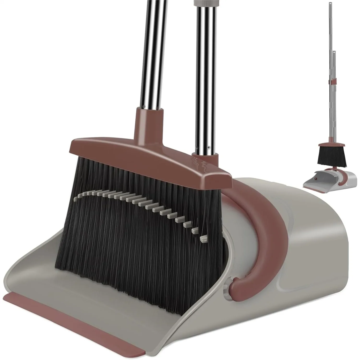 Broom with Dustpan Combo Set, 50.6in Long Handle, Upright Standing Quiet Cleaning Tool, Removes 4X More Pet Hair, No Bending
Broom with Dustpan Combo Set, 50.6in Long Handle, Upright Standing Quiet Cleaning Tool, Removes 4X More Pet Hair, No Bending