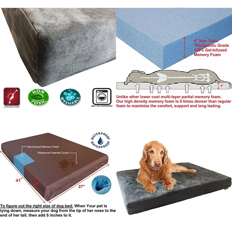 Orthopedic Dog Bed with Memory Foam for Medium Large Pet, Waterproof Liner, Washable Microsuede Gray Cover, 41X27X4 Inch Fit 42
Orthopedic Dog Bed with Memory Foam for Medium Large Pet, Waterproof Liner, Washable Microsuede Gray Cover, 41X27X4 Inch Fit 42