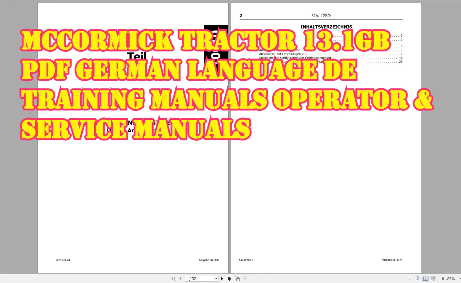 SpecDiag McCormick Tractor 13.1GB PDF German Language DE Training Manuals Operator & Service Manuals
SpecDiag McCormick Tractor 13.1GB PDF German Language DE Training Manuals Operator & Service Manuals