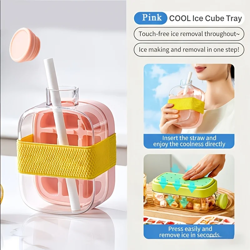 2-in-1 Ice-Making Cup Food-Grade Non-Contact Press to Dispense Ice with Straw Portable Ice Bottle Cup Outdoor Fitness Cup
2-in-1 Ice-Making Cup Food-Grade Non-Contact Press to Dispense Ice with Straw Portable Ice Bottle Cup Outdoor Fitness Cup