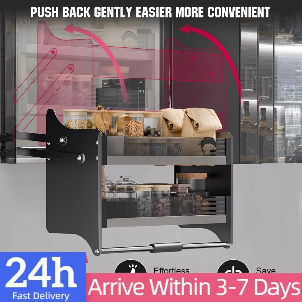 Kitchen Pull Down Elevator Organizer Double Layer Upper Wall Cabinet Storage Shelf Carbon Steel Tempered Glass Basket 15kg Load
Kitchen Pull Down Elevator Organizer Double Layer Upper Wall Cabinet Storage Shelf Carbon Steel Tempered Glass Basket 15kg Load