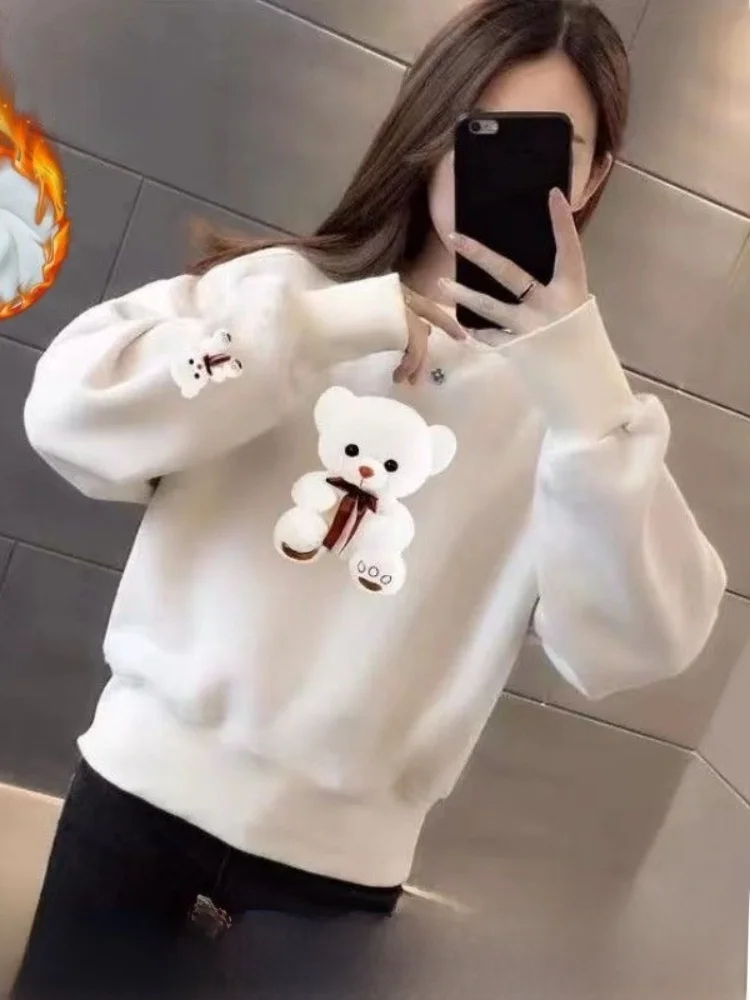 Fashionable round Neck Printed Sweatshirt Bear Cartoon Casual Spring Autumn Women's Comfortable Loose Fit Long Sleeve Hoodie
Fashionable round Neck Printed Sweatshirt Bear Cartoon Casual Spring Autumn Women's Comfortable Loose Fit Long Sleeve Hoodie