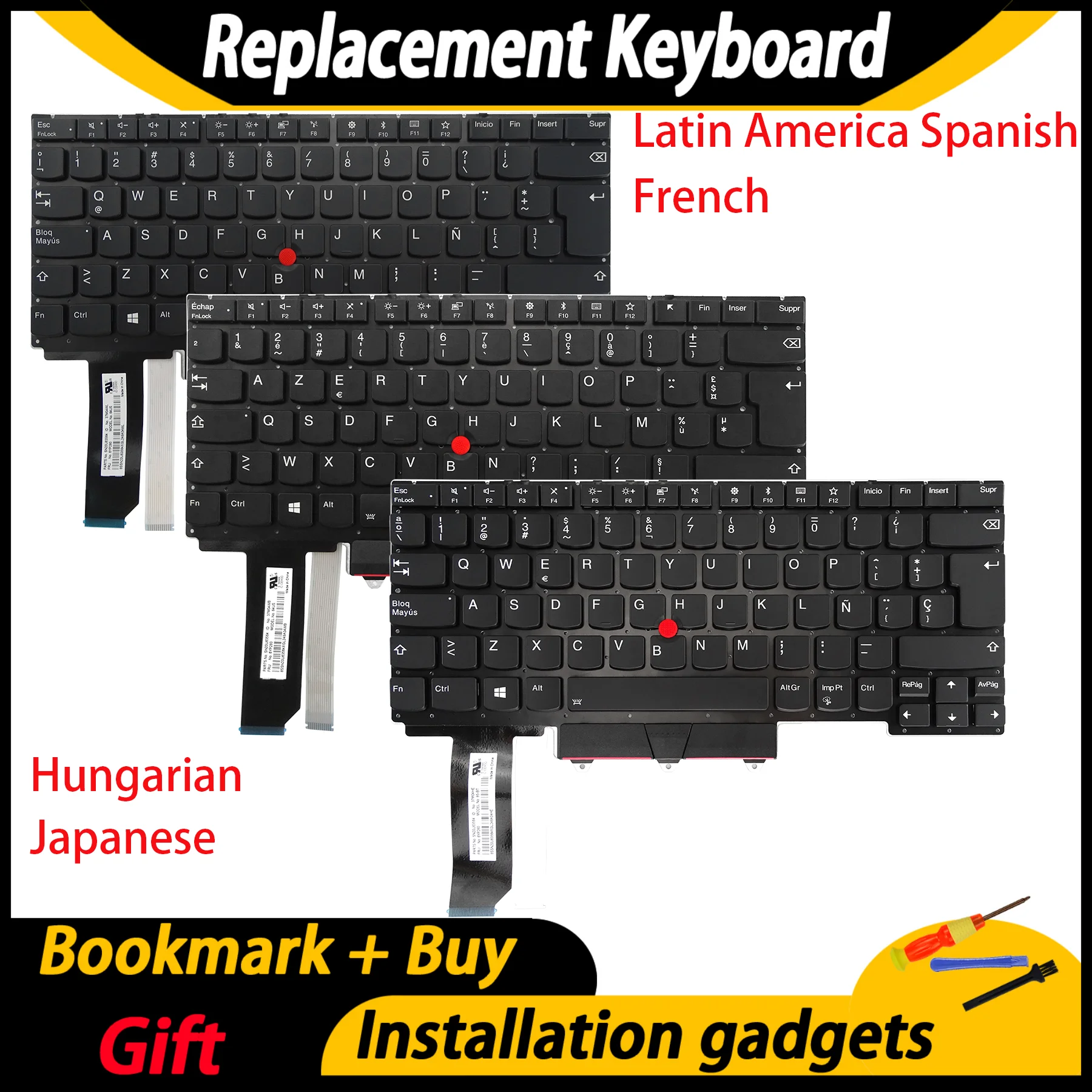 Laptop Backlit Keyboard for Lenovo ThinkPad E14 Gen1 C-Cover, Layout: Latin American Spanish/France/Hungary/Japan
Laptop Backlit Keyboard for Lenovo ThinkPad E14 Gen1 C-Cover, Layout: Latin American Spanish/France/Hungary/Japan