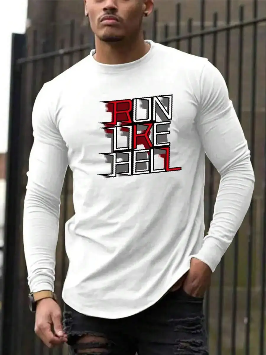 Mens Long Sleeve Round Neck T-Shirt With Bold RUN LIKE HELL Print Casual Breathable Top
Mens Long Sleeve Round Neck T-Shirt With Bold RUN LIKE HELL Print Casual Breathable Top