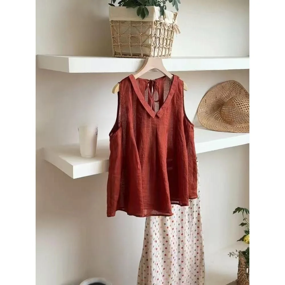 Red Flax See-through Vest Women's Lightweight Summer Top Luxury Minimalist Style Casual Loose Fit No Brand 2026 Trend
Red Flax See-through Vest Women's Lightweight Summer Top Luxury Minimalist Style Casual Loose Fit No Brand 2026 Trend