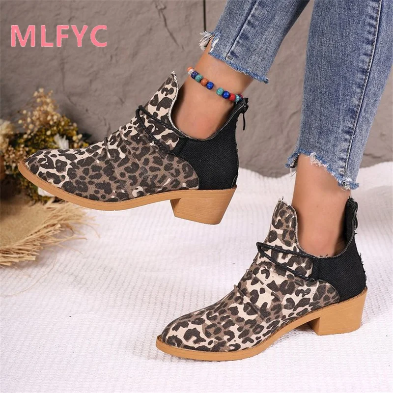 Autumn Winter Women Shoes New Pointed Square Heel Leopard Pattern Fashion Short Boots Ladies Comfortable and Simple Single Shoes
Autumn Winter Women Shoes New Pointed Square Heel Leopard Pattern Fashion Short Boots Ladies Comfortable and Simple Single Shoes