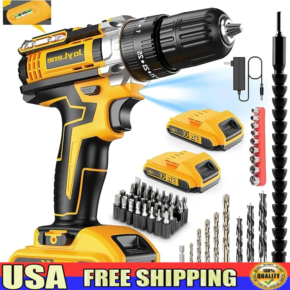 21V Cordless Drill Set 59Pcs 3/8 Keyless Chuck 25 3 Clutch Electric Drill with Work Light Fast Charger Lithium-ion Battery
21V Cordless Drill Set 59Pcs 3/8 Keyless Chuck 25 3 Clutch Electric Drill with Work Light Fast Charger Lithium-ion Battery