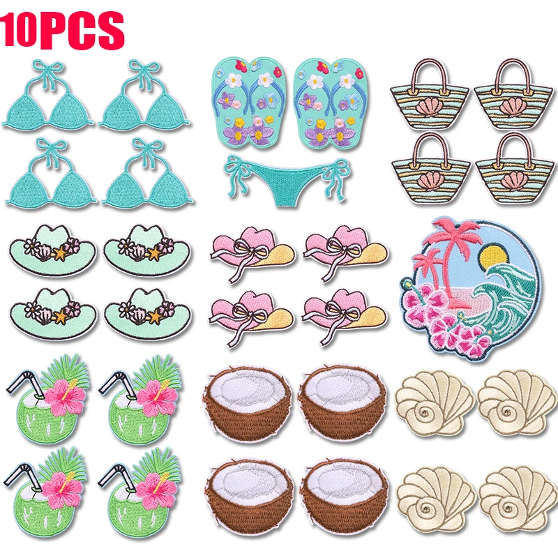 10PCS Cartoon Summer Themed Embroidered Patches Bikini Coconut Hat Shell Bag Patch Iron On Patches For Jacket Jeans Decorate DIY
10PCS Cartoon Summer Themed Embroidered Patches Bikini Coconut Hat Shell Bag Patch Iron On Patches For Jacket Jeans Decorate DIY