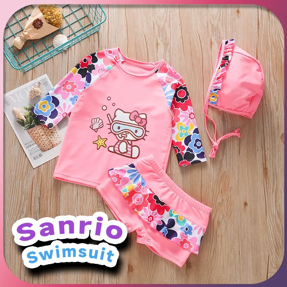 Kawaii Hello Kitty Girl, комплект из 2 предметов, купальник Sanrio, милый аниме, детский купальный костюм, пляжная одежда с кепкой
Kawaii Hello Kitty Girl, комплект из 2 предметов, купальник Sanrio, милый аниме, детский купальный костюм, пляжная одежда с кепкой