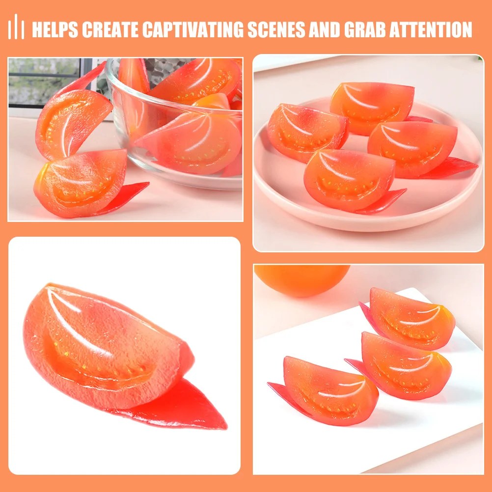 4Pcs Realistic Simulation Tomato Slice Artificial Vegetable Decor Lifelike Fake Tomato Slice for Kitchen Display
4Pcs Realistic Simulation Tomato Slice Artificial Vegetable Decor Lifelike Fake Tomato Slice for Kitchen Display