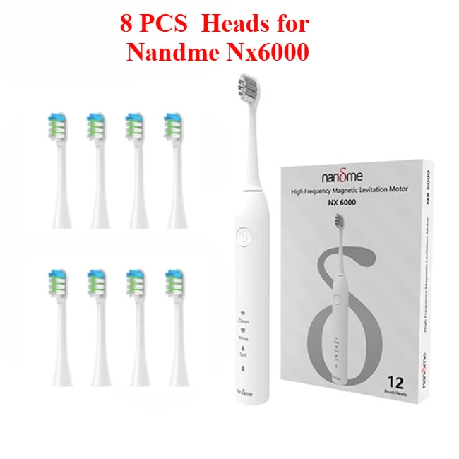 8 PCS Replacement Toothbrush Heads for Nandme Nx6000 Sonic Electric Toothbrush DuPont Bristles, Heads for Nandme Nx6000-W12
8 PCS Replacement Toothbrush Heads for Nandme Nx6000 Sonic Electric Toothbrush DuPont Bristles, Heads for Nandme Nx6000-W12