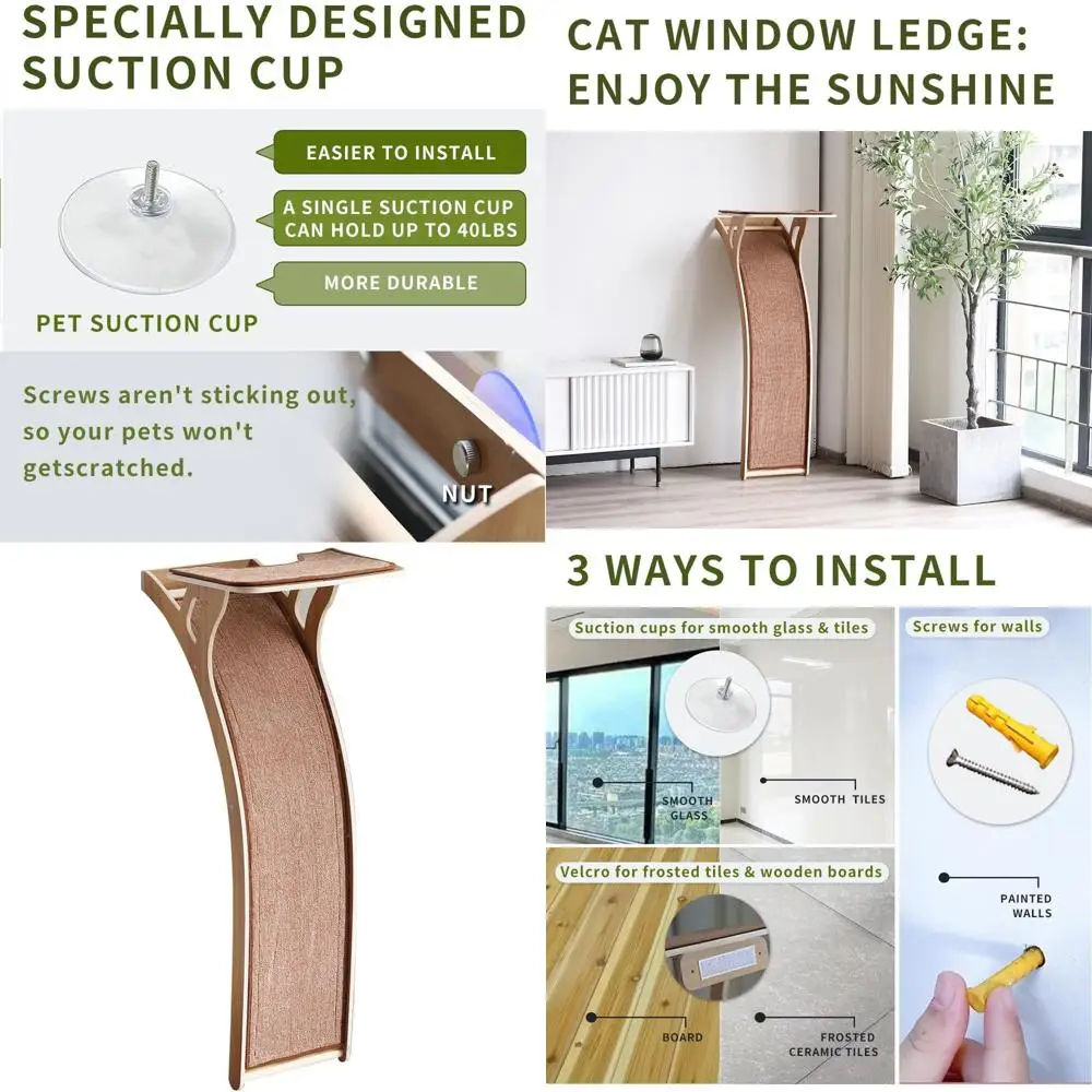 Sturdy 47in Cat Tree with Scratching Post and Window Perch for Large Cats, Supports Up to 80lbs with Suction Cups
Sturdy 47in Cat Tree with Scratching Post and Window Perch for Large Cats, Supports Up to 80lbs with Suction Cups