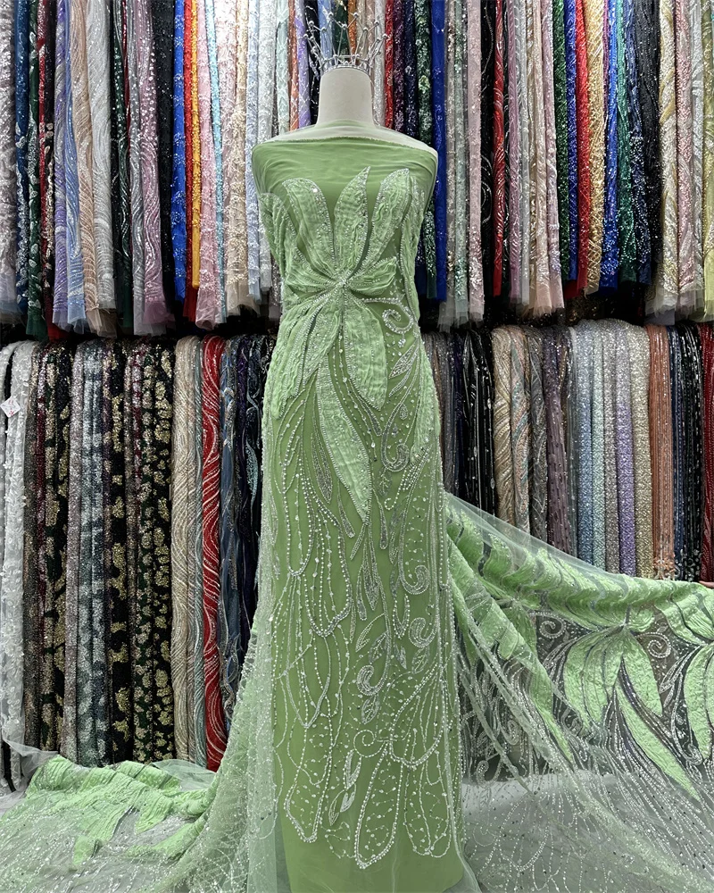 Luxury Sequins Tube Beads Lace Fabric For Wedding 2025 New Design French African Tulle Mesh Lace For Evening Dresses
Luxury Sequins Tube Beads Lace Fabric For Wedding 2025 New Design French African Tulle Mesh Lace For Evening Dresses