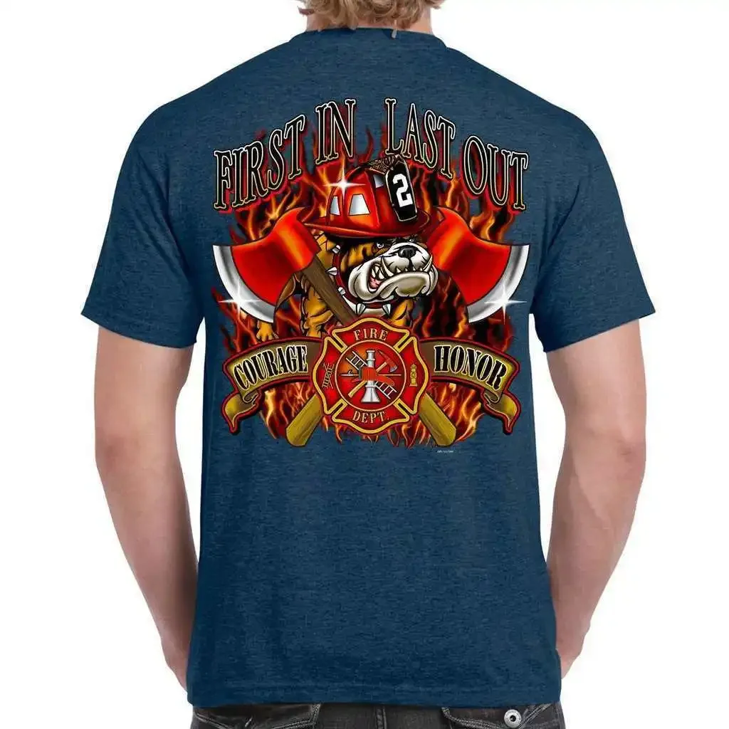 First in, Last Out. Fire Dept Bulldog Firefighter T-Shirt 100% Cotton O-Neck Short Sleeve Summer Casual Mens T-shirt Streetwear
First in, Last Out. Fire Dept Bulldog Firefighter T-Shirt 100% Cotton O-Neck Short Sleeve Summer Casual Mens T-shirt Streetwear