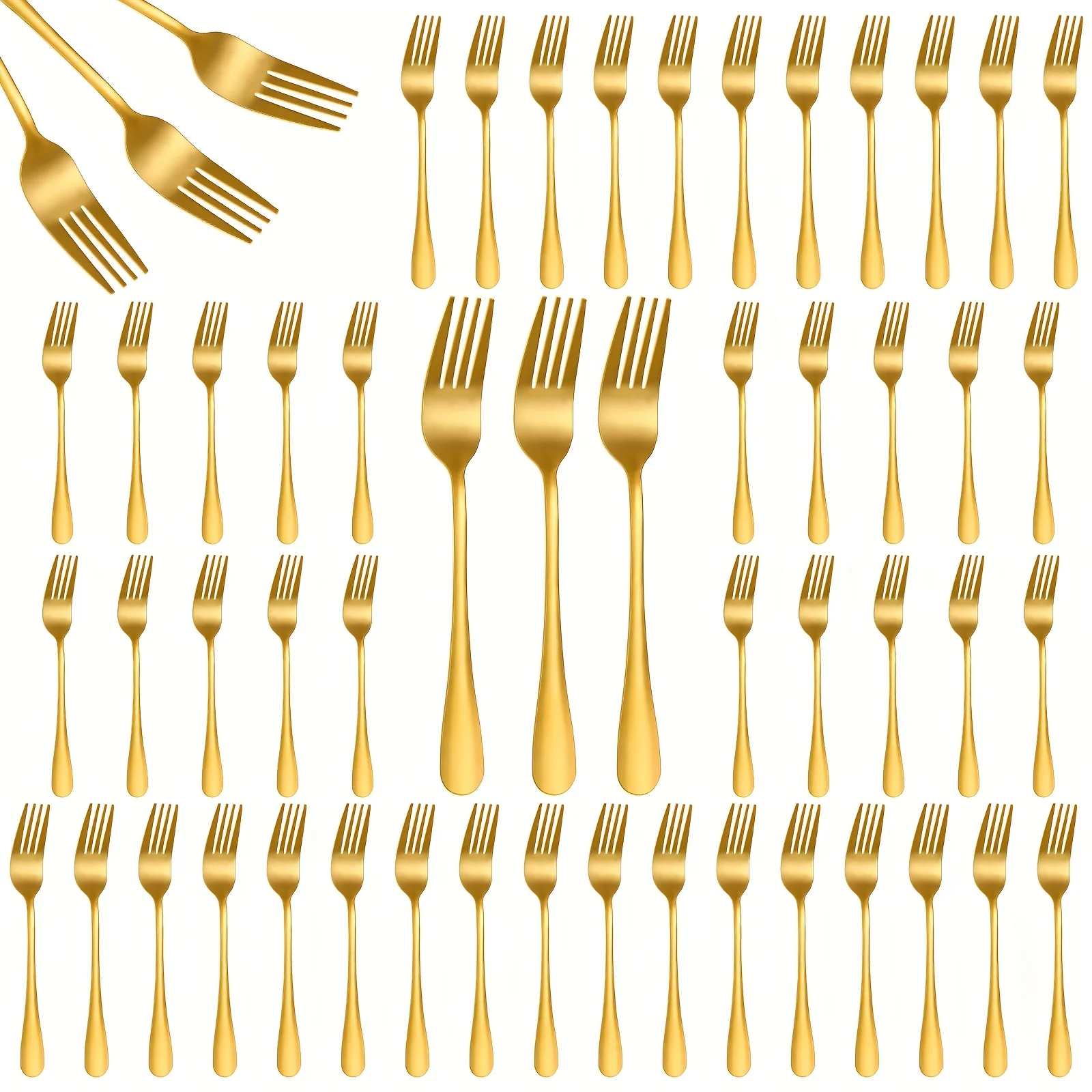 50pcs Gold Stainless Steel Dinner Forks , 8 Inch Mirror Polished Cutlery Forks , Dishwasher Safe , Suitable for Salad Dessert Beef Steak Spaghetti , for Home Restaurant Kitchen
50pcs Gold Stainless Steel Dinner Forks , 8 Inch Mirror Polished Cutlery Forks , Dishwasher Safe , Suitable for Salad Dessert Beef Steak Spaghetti , for Home Restaurant Kitchen