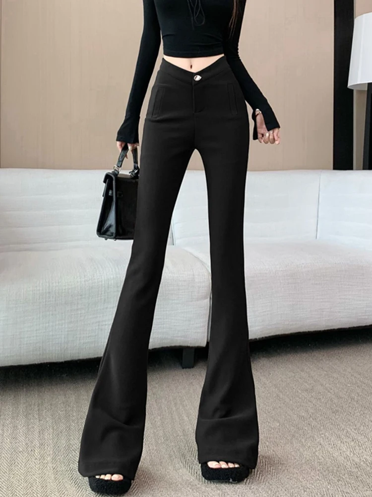 Однотонные женские брюки с микро-трубой, осенние повседневные утягивающие брюки с высокой талией, висящие брюки-подкова
Однотонные женские брюки с микро-трубой, осенние повседневные утягивающие брюки с высокой талией, висящие брюки-подкова