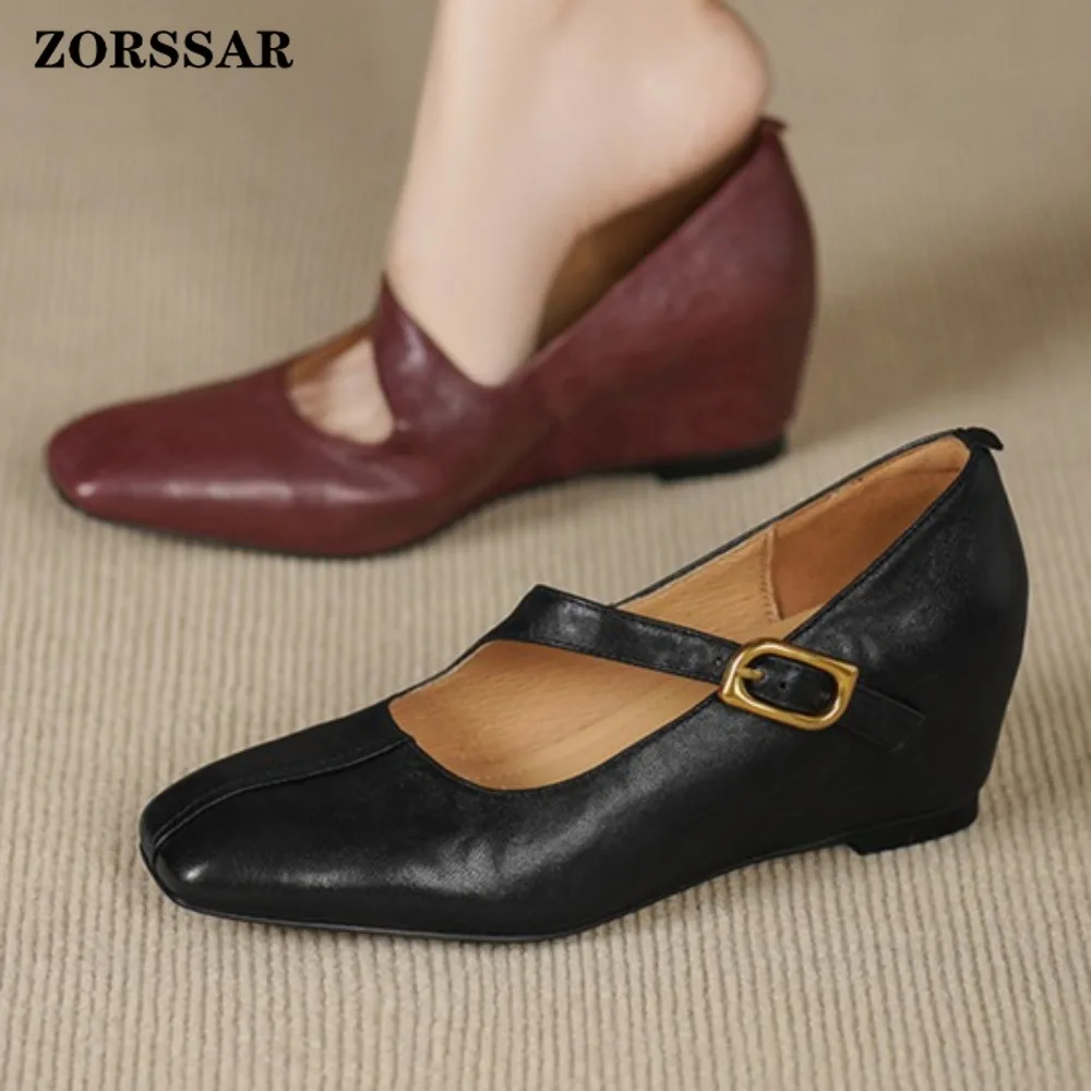 Women's Burgundy Leather Hidden Wedge Mary Jane Pumps Square Toe Gold Buckle Strap Elegant Vintage Office Party Dress Shoes
Women's Burgundy Leather Hidden Wedge Mary Jane Pumps Square Toe Gold Buckle Strap Elegant Vintage Office Party Dress Shoes