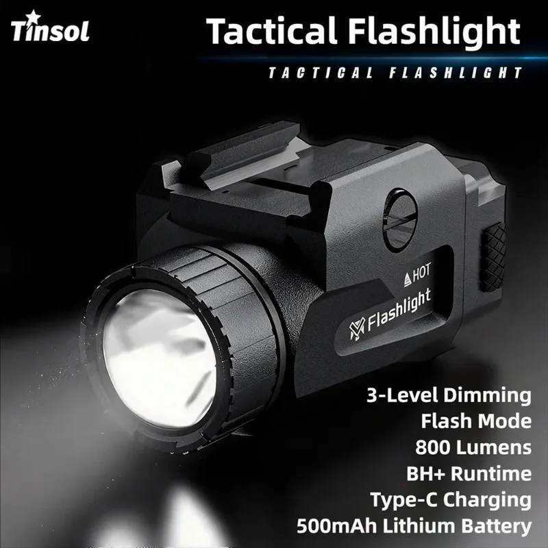 Мощный тактический фонарь TINSOL 800LM, 4 режима, USB-перезаряжаемый, быстросъемный, для пистолета, для стрельбы на открытом воздухе, крепление на планку Пикатинни
Мощный тактический фонарь TINSOL 800LM, 4 режима, USB-перезаряжаемый, быстросъемный, для пистолета, для стрельбы на открытом воздухе, крепление на планку Пикатинни