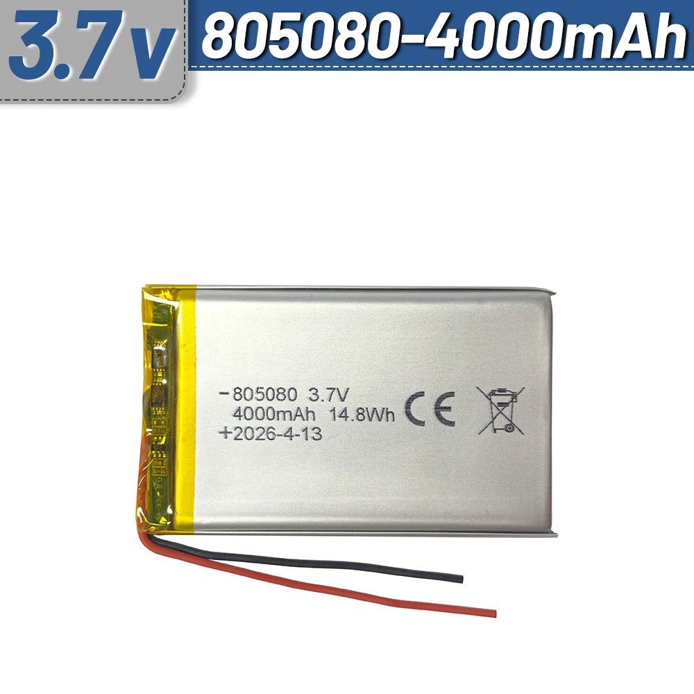 JST1.25 Plug 3.7V 4000mAh 805080 855080 Lithium Polymer Rechargeable Battery For DIY Multi functional speaker, sweeping machine
JST1.25 Plug 3.7V 4000mAh 805080 855080 Lithium Polymer Rechargeable Battery For DIY Multi functional speaker, sweeping machine