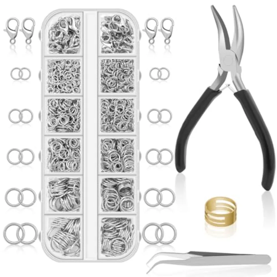 1200PCS Jump Rings for Jewelry Making Kit, Jump Rings and Necklace Clasps with Jump Ring Pliers Tools for Jewelry Making Suppli
1200PCS Jump Rings for Jewelry Making Kit, Jump Rings and Necklace Clasps with Jump Ring Pliers Tools for Jewelry Making Suppli