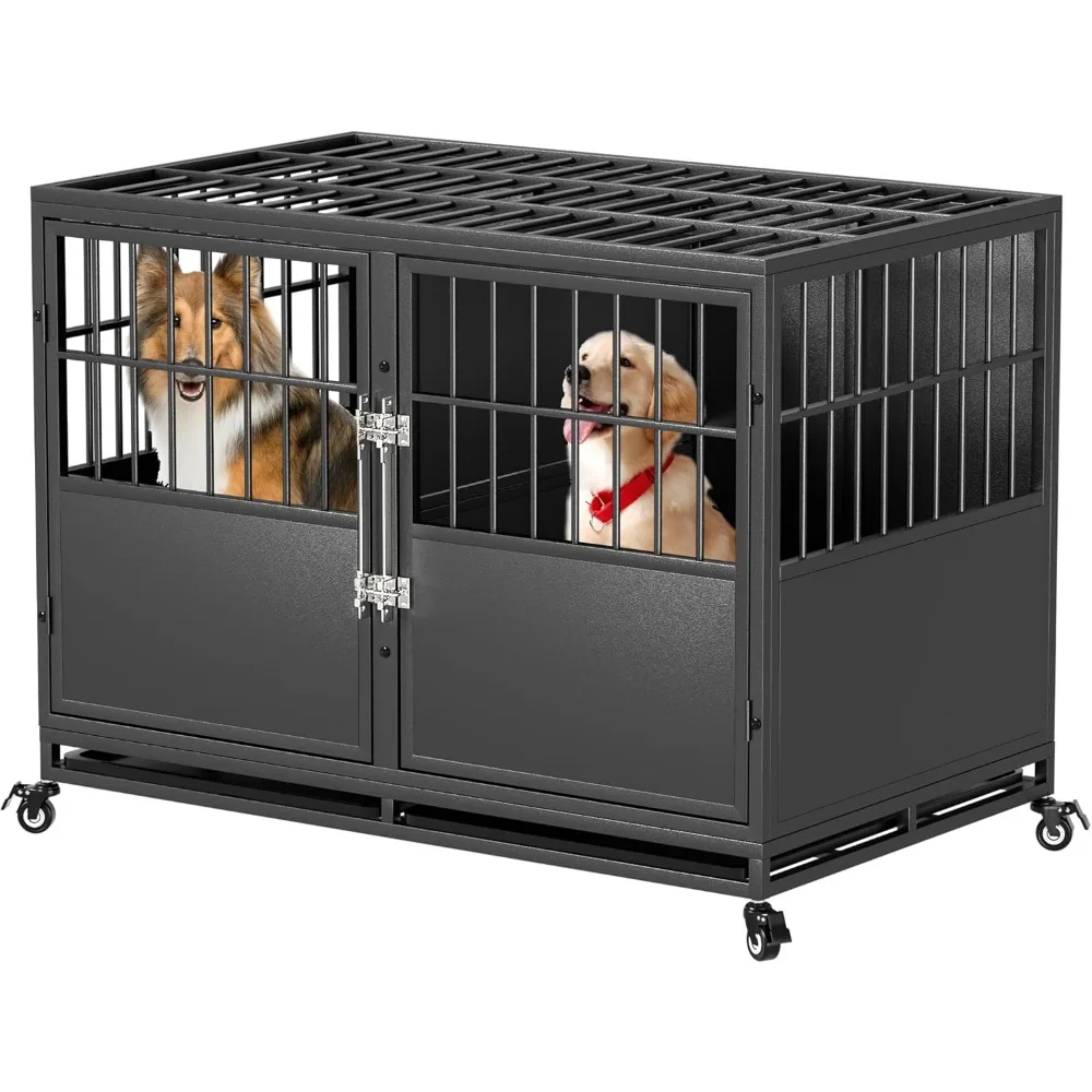 48 inch Stackable Heavy Duty Dog Crate with Divider, Metal Indestructible Anxiety Dog Kennel for Two Small or One Large Dogs, Ch
48 inch Stackable Heavy Duty Dog Crate with Divider, Metal Indestructible Anxiety Dog Kennel for Two Small or One Large Dogs, Ch