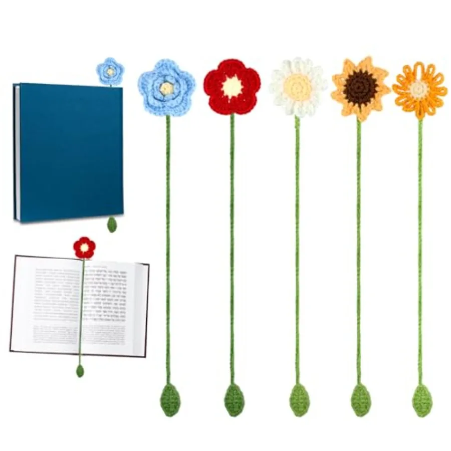 5pcs Sunflower Bookmark for Women, 5 Styles Crochet Flower Bookmarks Personalized Handmade Daisy Knitted Curtain Tie Car Pendan
5pcs Sunflower Bookmark for Women, 5 Styles Crochet Flower Bookmarks Personalized Handmade Daisy Knitted Curtain Tie Car Pendan