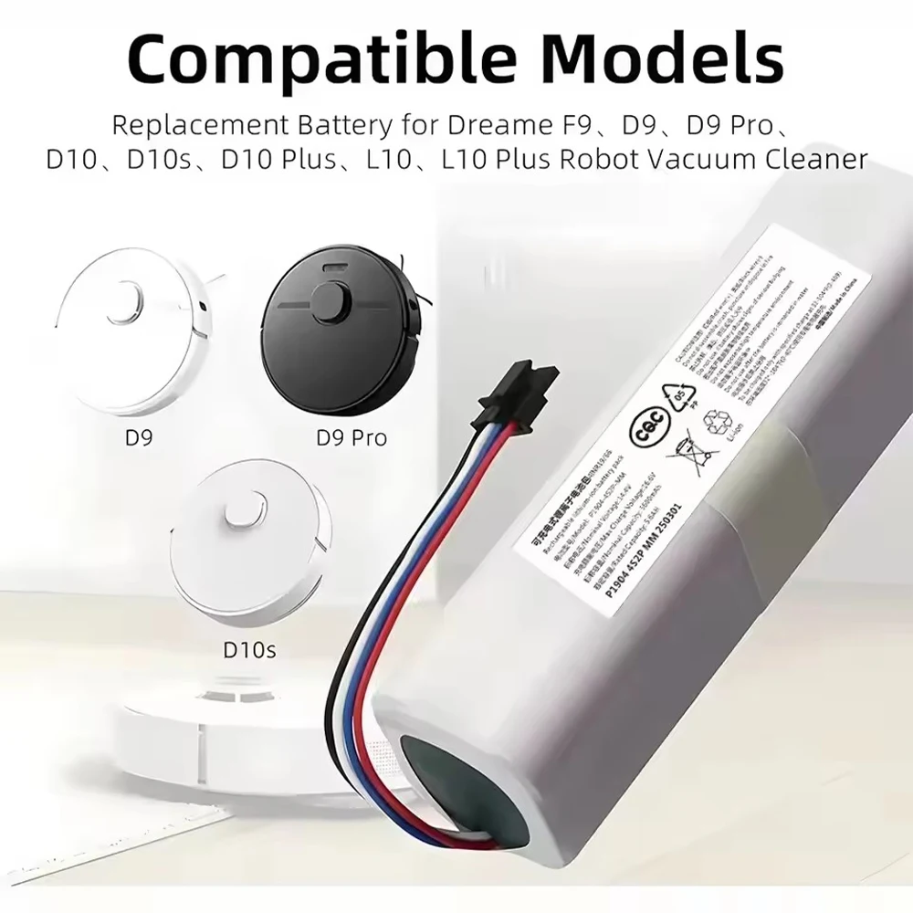 for Dreame D9/D9 Pro/D9 Max,F9/F9 Pro,D10/D10 Plus,D10s/D10s Plus/D10s Pro,L10/L10 Pro/L10 Ultra 12800mAh replacemen battery
for Dreame D9/D9 Pro/D9 Max,F9/F9 Pro,D10/D10 Plus,D10s/D10s Plus/D10s Pro,L10/L10 Pro/L10 Ultra 12800mAh replacemen battery