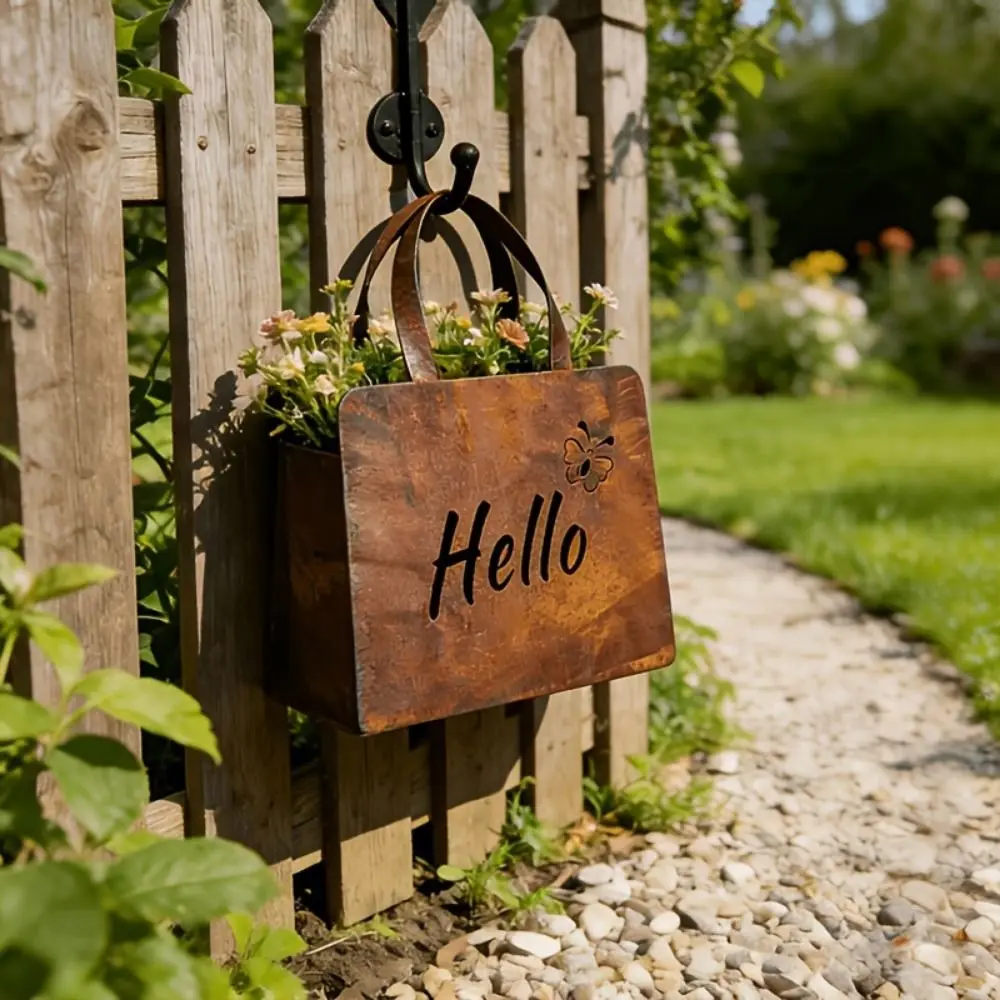 Vintage Wedding Signage Rustic Handbag Shaped Welcome Sign Iron Distressed Rust Finish Metal Hanging Planter Patio Garden
Vintage Wedding Signage Rustic Handbag Shaped Welcome Sign Iron Distressed Rust Finish Metal Hanging Planter Patio Garden