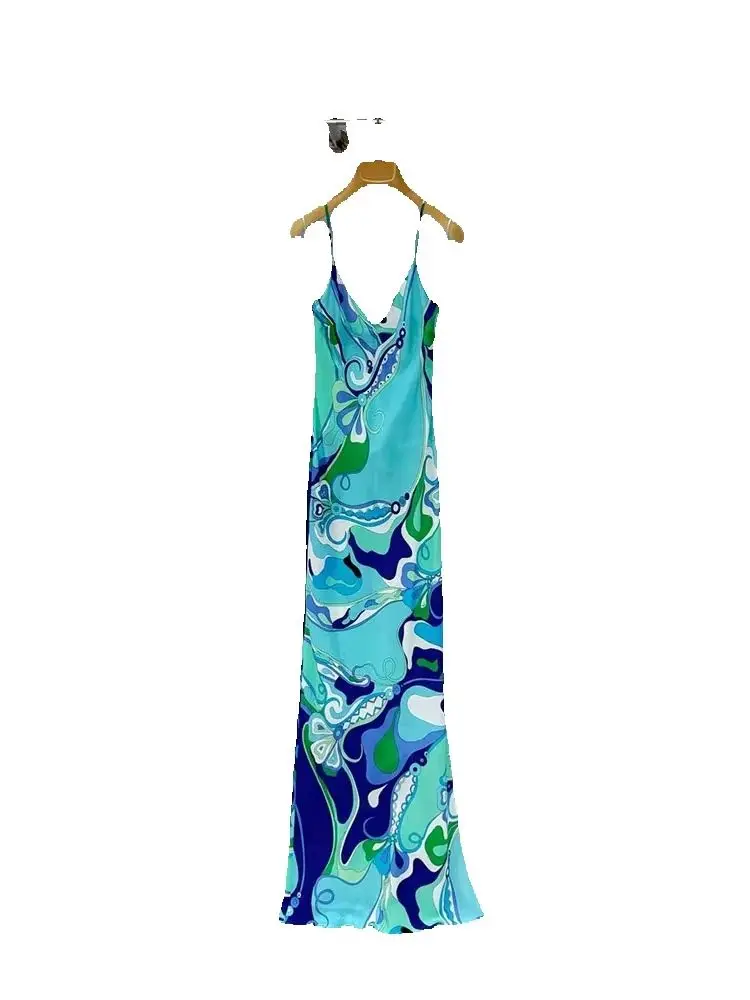 Summer Fashion Beach Resort Party Elegant Spaghetti Strap Print Long Dress Women's Sexy High Waist Side Split Slim A-Line Dress
Summer Fashion Beach Resort Party Elegant Spaghetti Strap Print Long Dress Women's Sexy High Waist Side Split Slim A-Line Dress