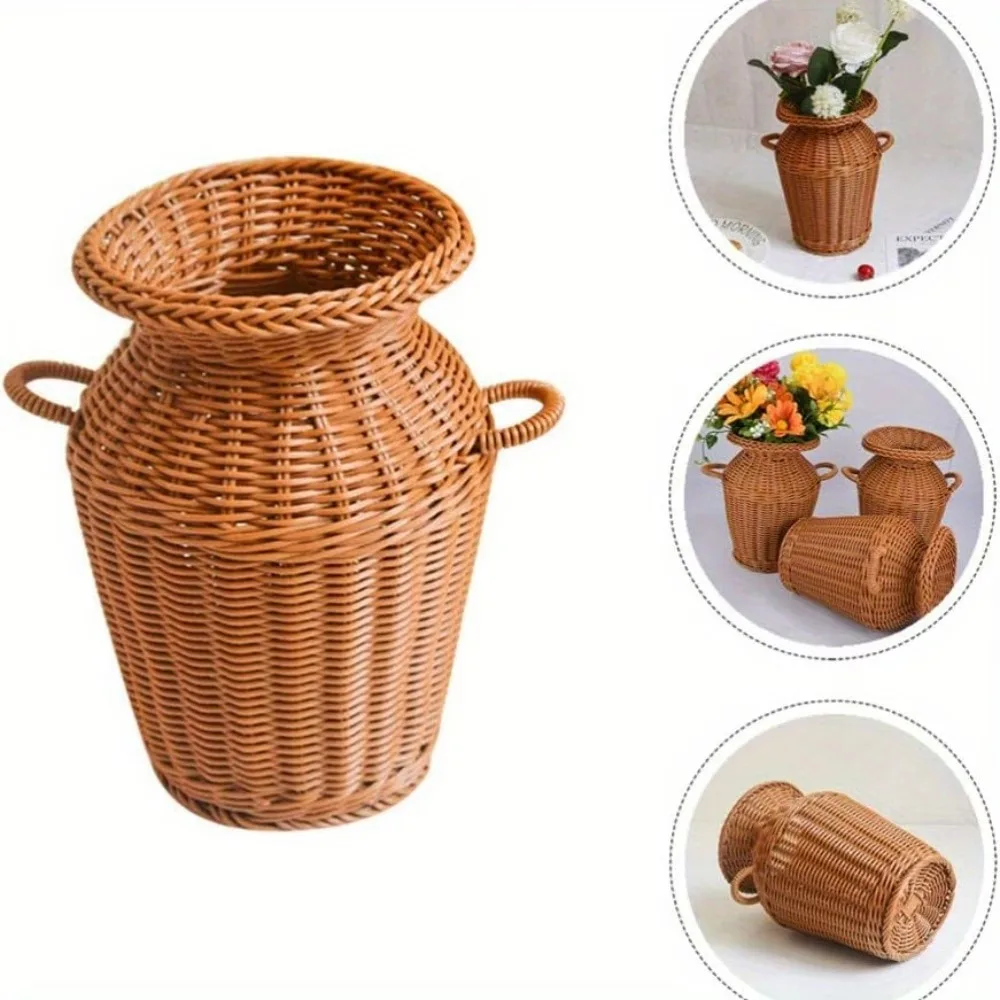 1pc Imitation Rattan Vase Tall Wicker Vase Wicker Flower Pot Woven Flower Vase Rattan Woven Vase Woven Floor Vase Flower
1pc Imitation Rattan Vase Tall Wicker Vase Wicker Flower Pot Woven Flower Vase Rattan Woven Vase Woven Floor Vase Flower
