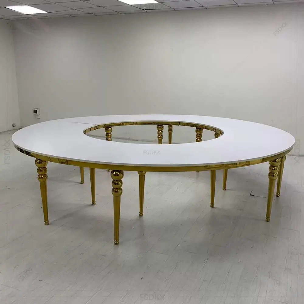Large Round MDF S-Shape Stainless Steel Dining Table Modern Design for Hotel Events and Dining Room Furniture Packed in Metal
Large Round MDF S-Shape Stainless Steel Dining Table Modern Design for Hotel Events and Dining Room Furniture Packed in Metal