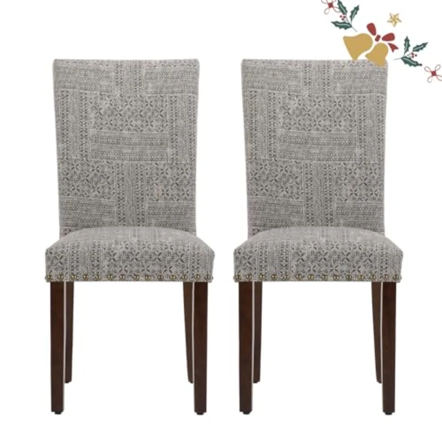 Комплект из 2 обеденных стульев Parsons с обивкой, декоративными заклепками, толстыми подушками и деревянными ножками, черно-белый
Комплект из 2 обеденных стульев Parsons с обивкой, декоративными заклепками, толстыми подушками и деревянными ножками, черно-белый