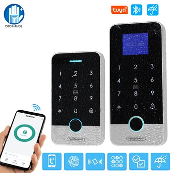 방수 블루투스 Tuya 앱 지문 접근 컨트롤러, 독립형 RFID 키보드, 터치 키패드, 13.56MHz 문짝 오프너 시스템