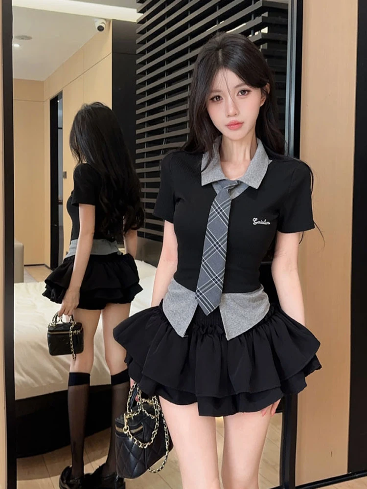 American Style Neck Short Sleeve T-Shirt Set Women's Slim Fit High Waist Short Skirt High Waist Puffy Shorts Summer Casu...
American Style Neck Short Sleeve T-Shirt Set Women's Slim Fit High Waist Short Skirt High Waist Puffy Shorts Summer Casu...