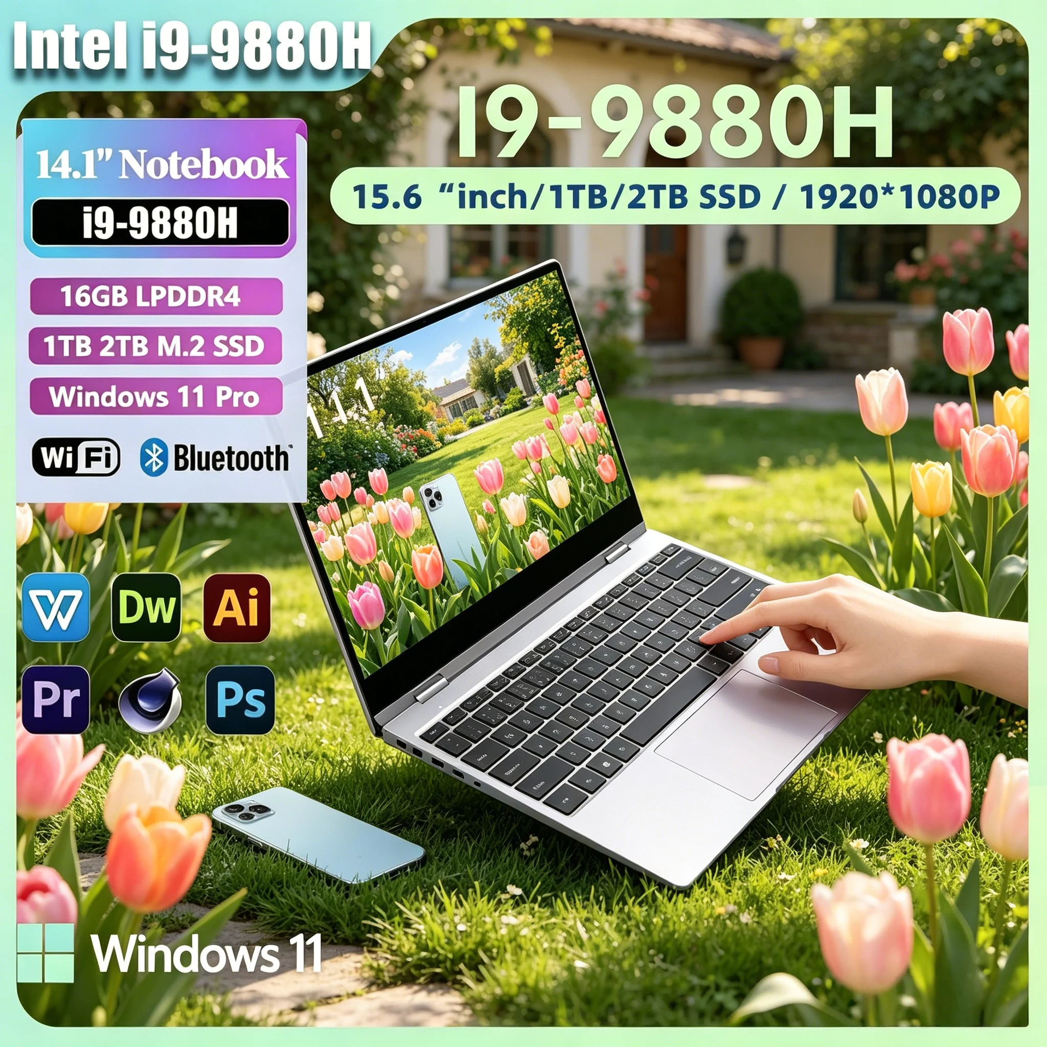 14.1" FHD Ultrabook Intel I9-9880H High Performance Laptop 32GB RAM 2TB SSD Windows 11 Slim Portable Student Office Computer
14.1" FHD Ultrabook Intel I9-9880H High Performance Laptop 32GB RAM 2TB SSD Windows 11 Slim Portable Student Office Computer