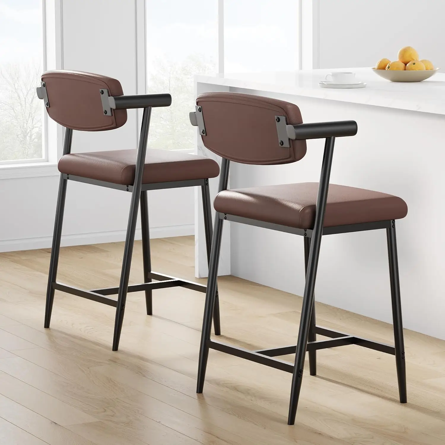 2Pcs Counter Height Bar Stools Comfortable Fully Upholstered Faux Leather Seat Stylish Seating for Kitchen Island, Dining Room
2Pcs Counter Height Bar Stools Comfortable Fully Upholstered Faux Leather Seat Stylish Seating for Kitchen Island, Dining Room