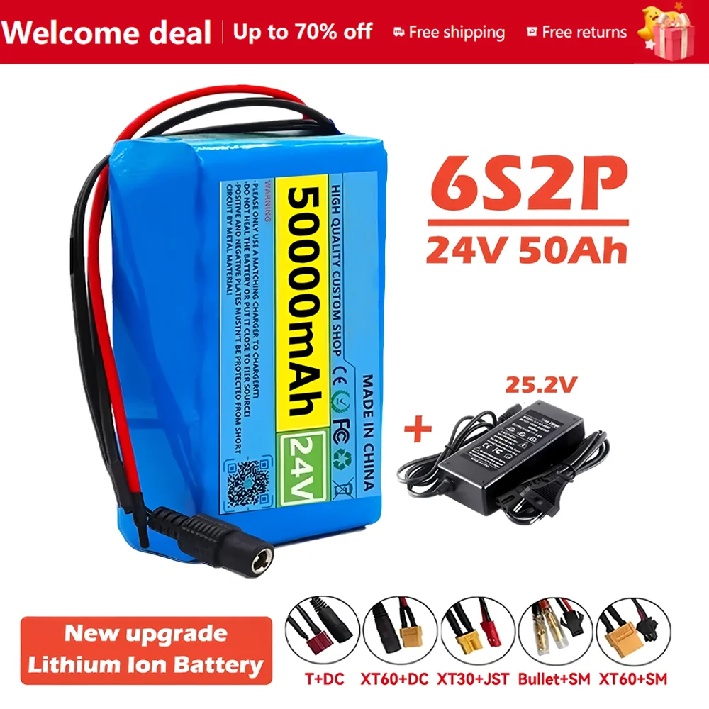 6s2p 24V 50000mAh18650 lithium battery rechargeable battery with BMS protection board lithium-ion battery pack with charger
6s2p 24V 50000mAh18650 lithium battery rechargeable battery with BMS protection board lithium-ion battery pack with charger