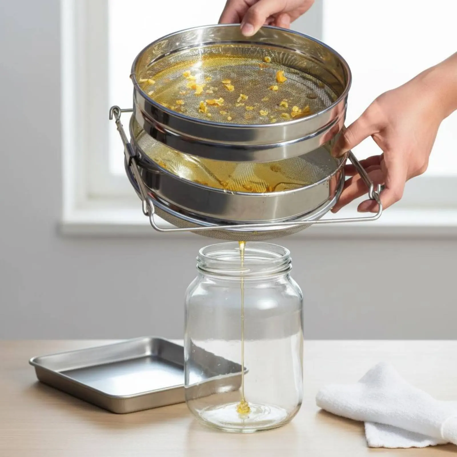 Double Tier Honey Strainer Food Grade Double Sieve Honey Strainer Stainless Steel Mesh Sieve Multifunctional Beekeeping Supplies
Double Tier Honey Strainer Food Grade Double Sieve Honey Strainer Stainless Steel Mesh Sieve Multifunctional Beekeeping Supplies